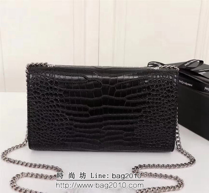 YSL聖羅蘭 鱷魚紋牛皮 時尚鏈條流蘇包 可單肩斜挎 26700 YAS1519